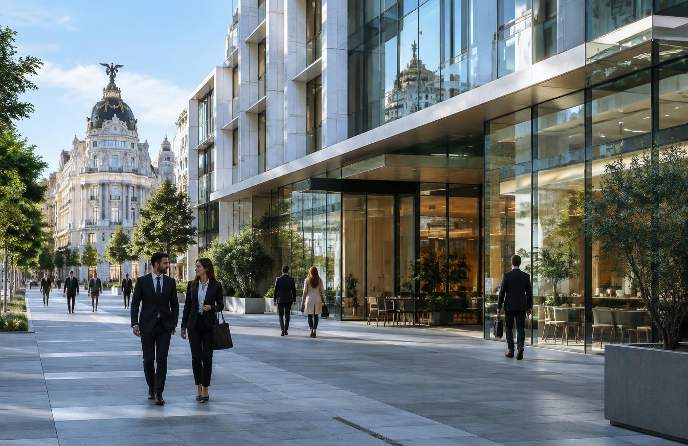 Distrito empresarial contemporáneo en Madrid